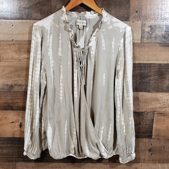 Knox Rose Tops - Knox Rose tie dyed wrap front long sleeve blouse